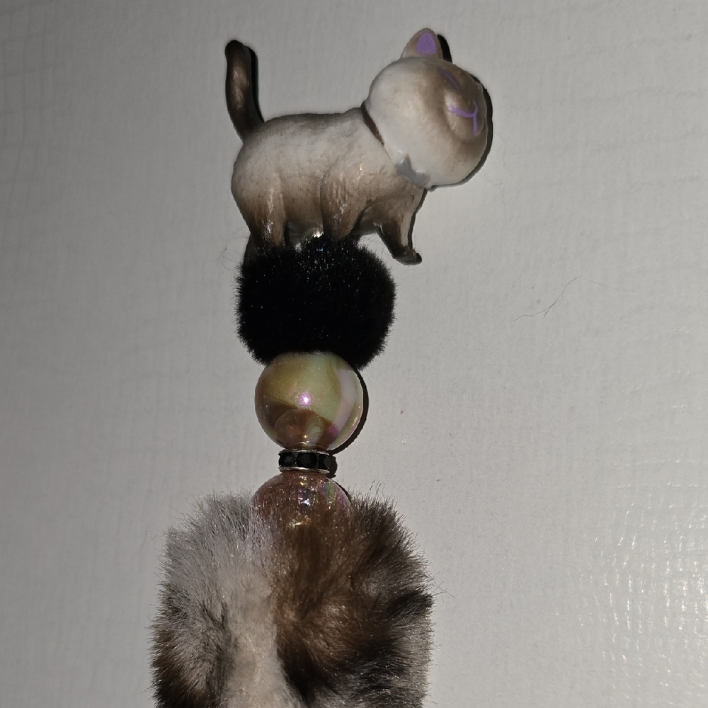 Brown and Black Siamese Cat Bling Pen